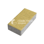 Тротуарная плитка Прямоугольник 200х100х60, желтая на камне
